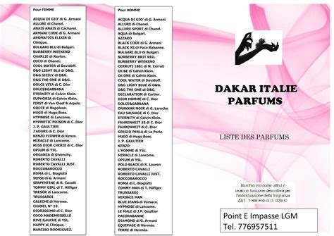 liste des parfums.